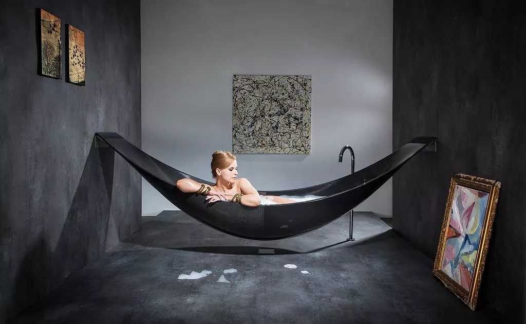 Vessel Hammock Shaped Carbon Fiber Bathtub by Splinter Works