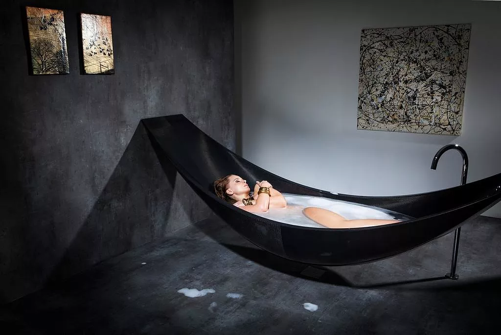 Vessel Hammock Shaped Carbon Fiber Bathtub by Splinter Works