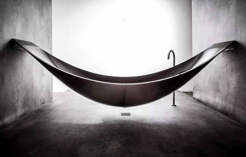 Vessel Hammock Shaped Carbon Fiber Bathtub by Splinter Works